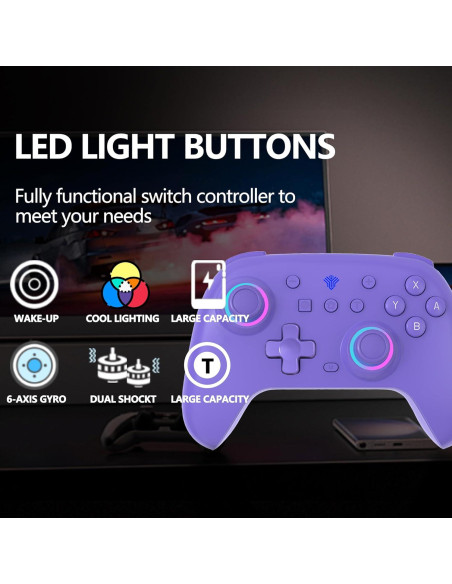 Controlador Pro Inalámbrico SZDILONG para Switch - Púrpura