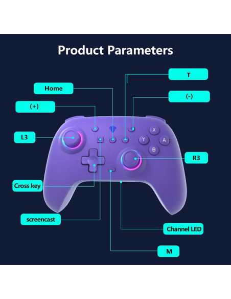 Controlador Pro Inalámbrico SZDILONG para Switch - Púrpura