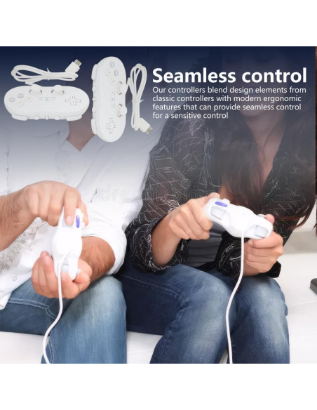 Controlador Clásico con Cable SUNJCO para Nintendo Wii/Wii U - Paquete de 2