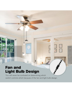 Cadenas de Tirar AIIGOU para Ventilador de Techo 34.5 cm 2 Piezas 2