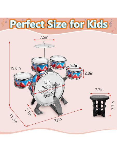 Juego de Batería Infantil CHADRIGIVS 54 cm 1.20 kg para 3-6 años