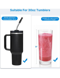 Popotes de acero inoxidable Bluwing 30 oz con puntas de silicona 2