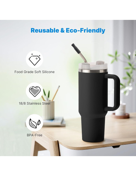 Popotes de acero inoxidable Bluwing 30 oz con puntas de silicona