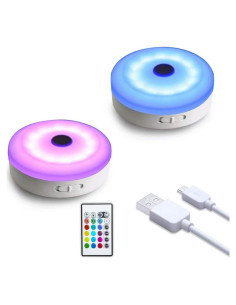 Luces Puck LED WOBSION Recargables USB Multicolor Paquete de 2