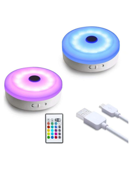 Luces Puck LED WOBSION Recargables USB Multicolor Paquete de 2