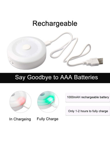 Luces Puck LED WOBSION Recargables USB Multicolor Paquete de 2