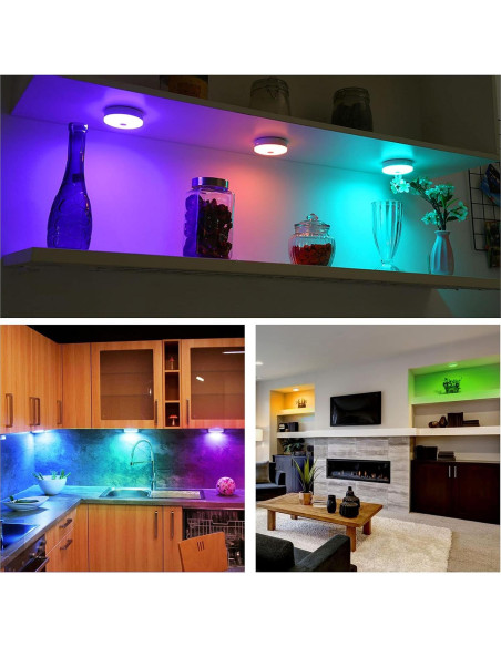 Luces Puck LED WOBSION Recargables USB Multicolor Paquete de 2