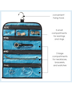 Bolsa de Joyas Travel Smart Conair 6 Bolsillos Negro/Blanco 2