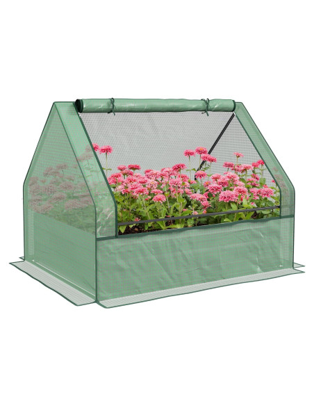 Huerto Elevado Galvanizado Outsunny 1.22x0.91m con Invernadero
