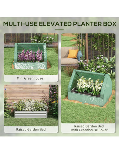 Huerto Elevado Galvanizado Outsunny 1.22x0.91m con Invernadero