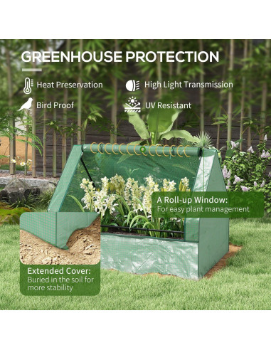 Huerto Elevado Galvanizado Outsunny 1.22x0.91m con Invernadero