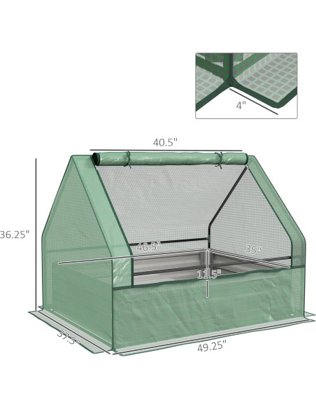 Huerto Elevado Galvanizado Outsunny 1.22x0.91m con Invernadero