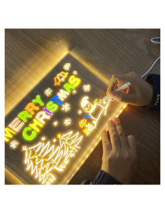 Tablero de Notas LED Bhbuy-Action Acrílico 30x20 cm Blanco