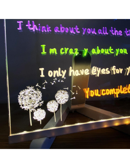 Tablero de Notas LED Bhbuy-Action Acrílico 30x20 cm Blanco