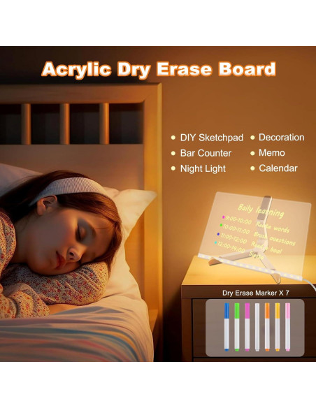 Tablero de Notas LED Bhbuy-Action Acrílico 30x20 cm Blanco