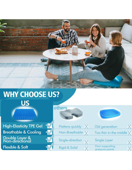 Cojín de Gel para Asiento JAEMEYEM GSC 4.57 cm Antideslizante