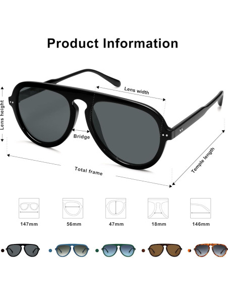 Gafas de Sol Aviador SOJOS SJ2255 UV400 para Mujeres y Hombres