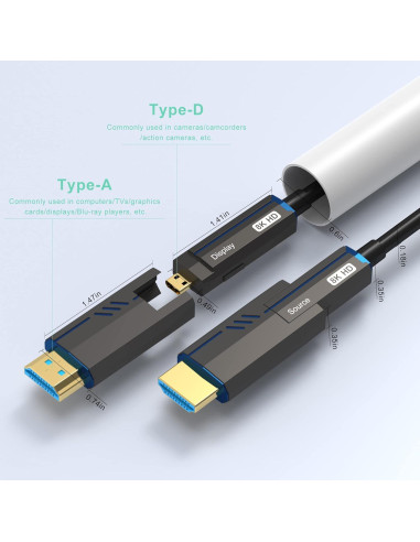 Cable HDMI 2.1 desmontable 8K 10m ecjtu - Compatible PS5, Xbox