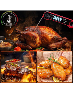 Termómetro Digital de Carne GOZOPO - Instantáneo, Impermeable, Rápido 2