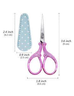 Tijeras de Bordado Hisuper 9.1 cm Acero Inoxidable con Funda 2