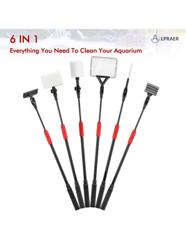 Kit de limpieza de acuario 7 piezas Lpraer con mango telescópico