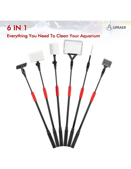 Kit de limpieza de acuario 7 piezas Lpraer con mango telescópico