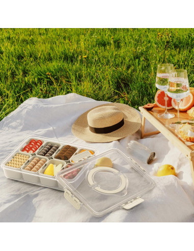 Contenedor Snackle Box Dunruz 8 Compartimentos 4.5L Transparente