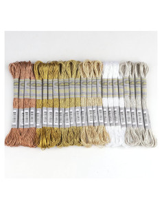 24 Madejas Hilo Bordado Metálico AMOHilos 8 Metros Brillante