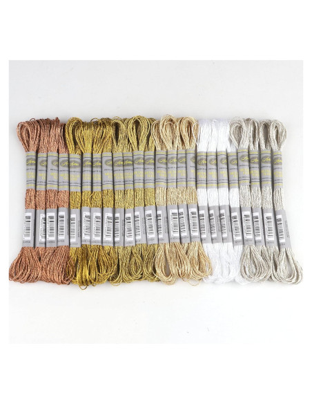 24 Madejas Hilo Bordado Metálico AMOHilos 8 Metros Brillante