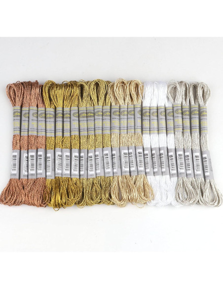 24 Madejas Hilo Bordado Metálico AMOHilos 8 Metros Brillante