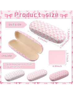 3 Fundas Duras Rosa con Lazo para Gafas + Paño de Limpieza 2