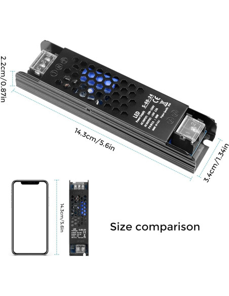 Fuente de Poder LED 24V 2.5A 60W LEDMaker Adaptador AC-DC