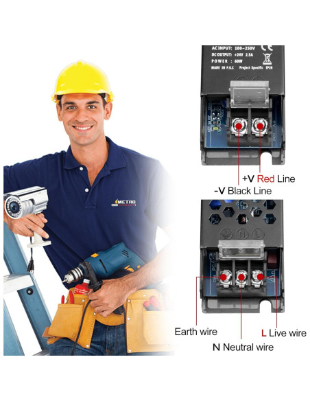 Fuente de Poder LED 24V 2.5A 60W LEDMaker Adaptador AC-DC