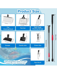 Kit de limpieza para acuarios 7 en 1 Hushiseek, 12.19 m 2