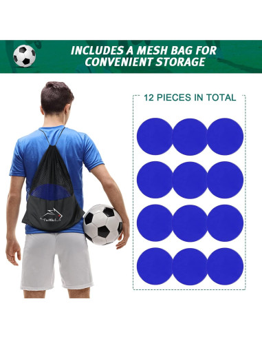 Marcadores de Puntos de Goma Antideslizantes TuXHui 30 cm Azul 12 Pcs