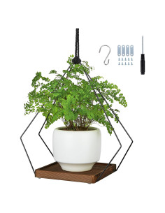 Maceta Colgante FIOBEE de Metal y Madera 17.8CM Negro