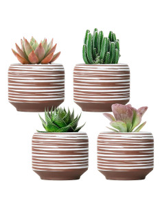 Juego de 4 Macetas de Cerámica 9.4 cm Bestseler con Drenaje