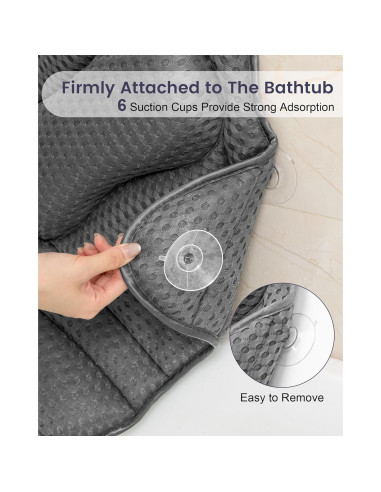 Almohada de Baño MTDLYICE Gris 42x44cm con Ventosas