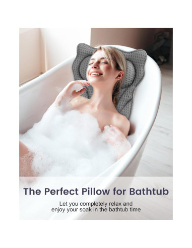 Almohada de Baño MTDLYICE Gris 42x44cm con Ventosas