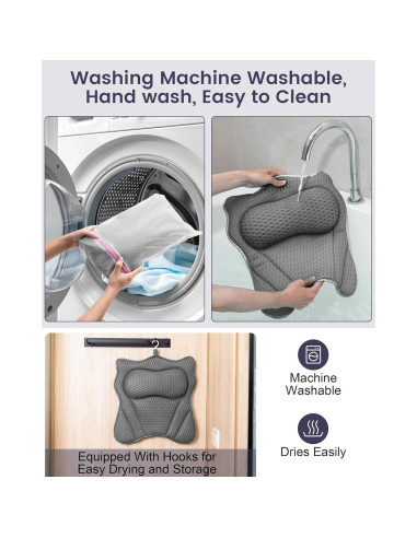 Almohada de Baño MTDLYICE Gris 42x44cm con Ventosas