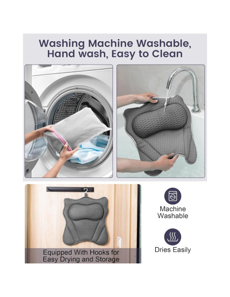 Almohada de Baño MTDLYICE Gris 42x44cm con Ventosas