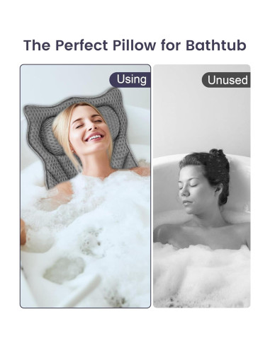 Almohada de Baño MTDLYICE Gris 42x44cm con Ventosas