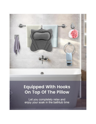 Almohada de Baño MTDLYICE Gris 42x44cm con Ventosas