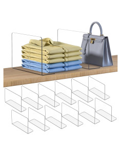 Divisores de Estante OKPOW 12 Piezas Acrílico Transparente 19 cm