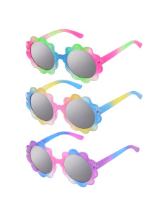 3 Piezas Gafas Redondas de Flor UV para Niños Topbuti