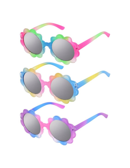 3 Piezas Gafas Redondas de Flor UV para Niños Topbuti