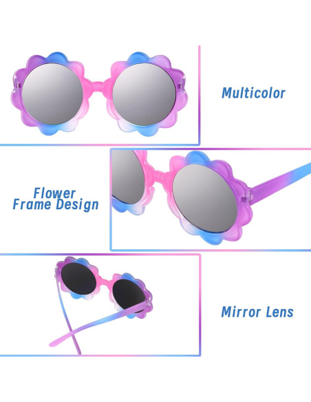 3 Piezas Gafas Redondas de Flor UV para Niños Topbuti