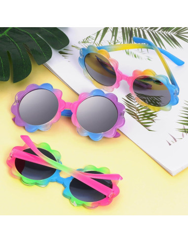 3 Piezas Gafas Redondas de Flor UV para Niños Topbuti