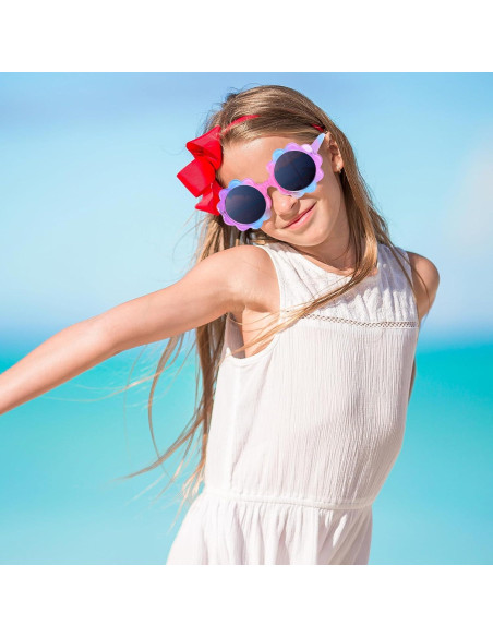3 Piezas Gafas Redondas de Flor UV para Niños Topbuti