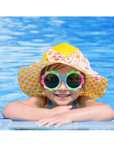 3 Piezas Gafas Redondas de Flor UV para Niños Topbuti